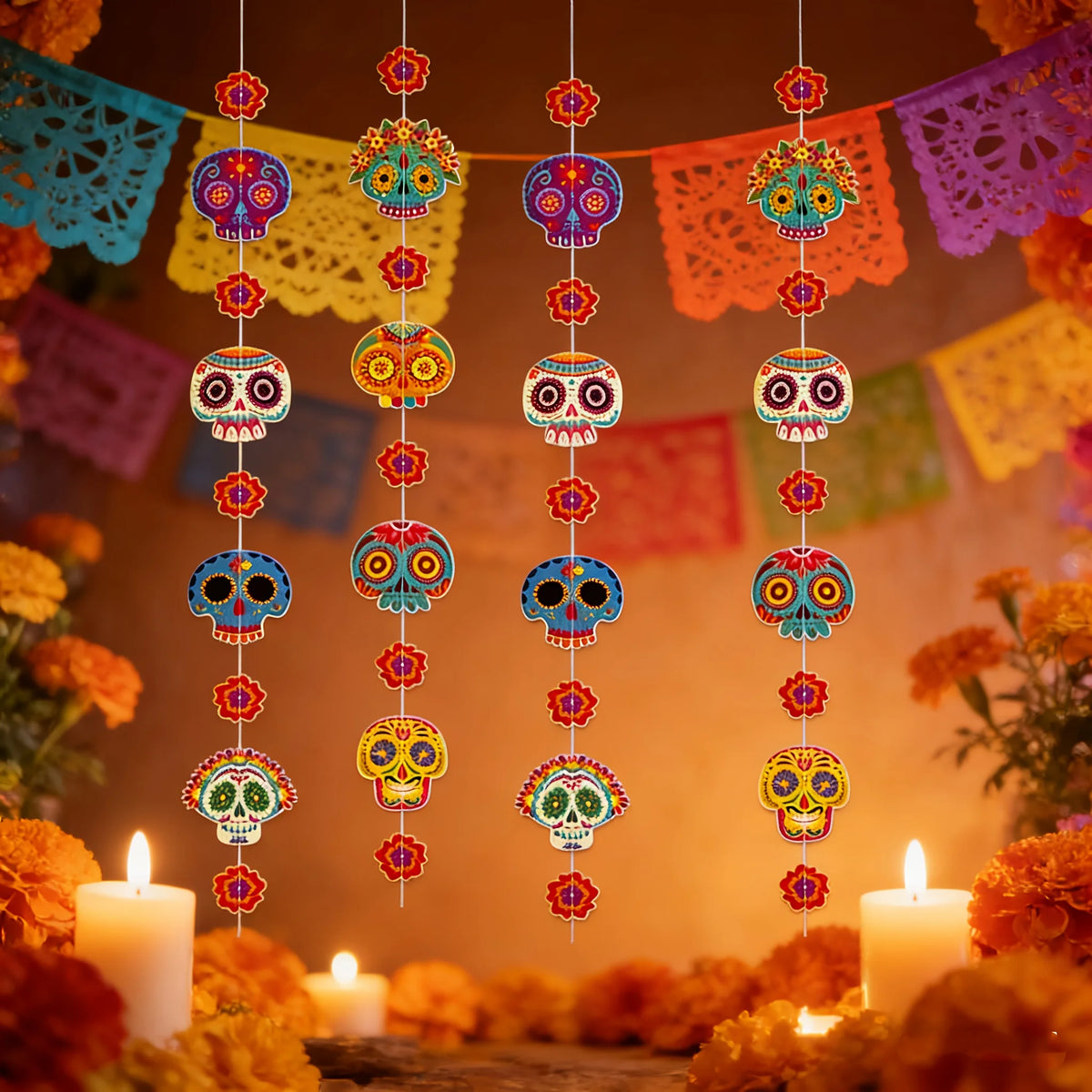 Day of the Dead Skull Garland Banner | Día de Muertos Décor Party Garland Décor Richie's