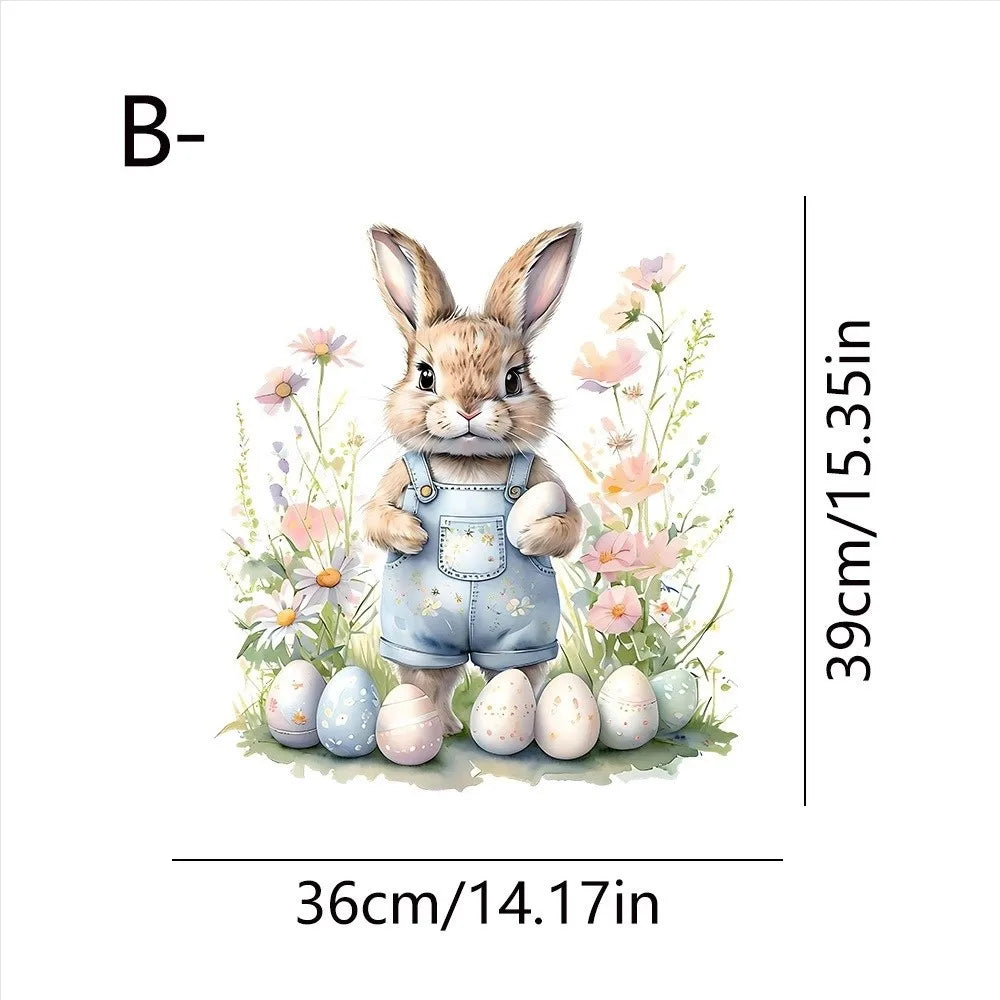 Easter Rabbit Flower Wall Stickers – Removable PVC Decals