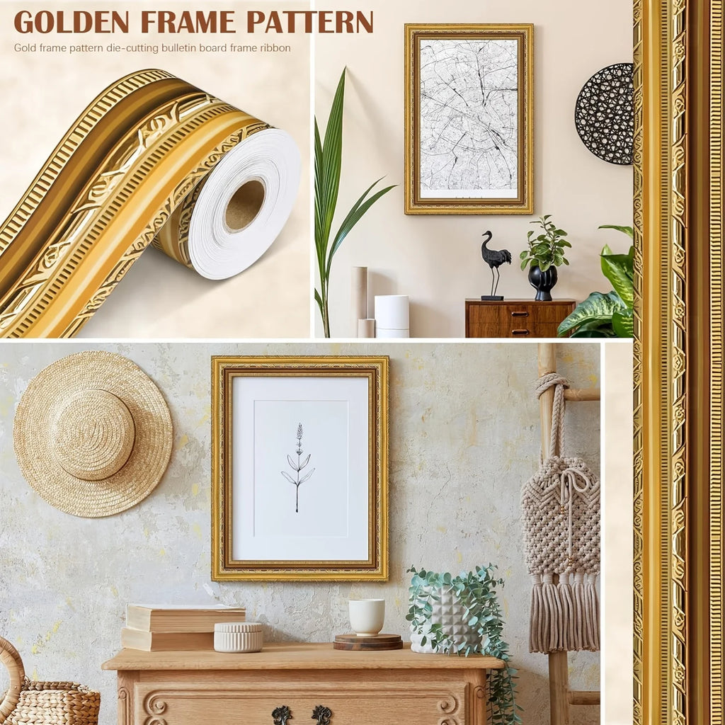 Gold Bulletin Board Border Sticker 10m Self-Adhesive Trim Decorative Border Trim Richie's