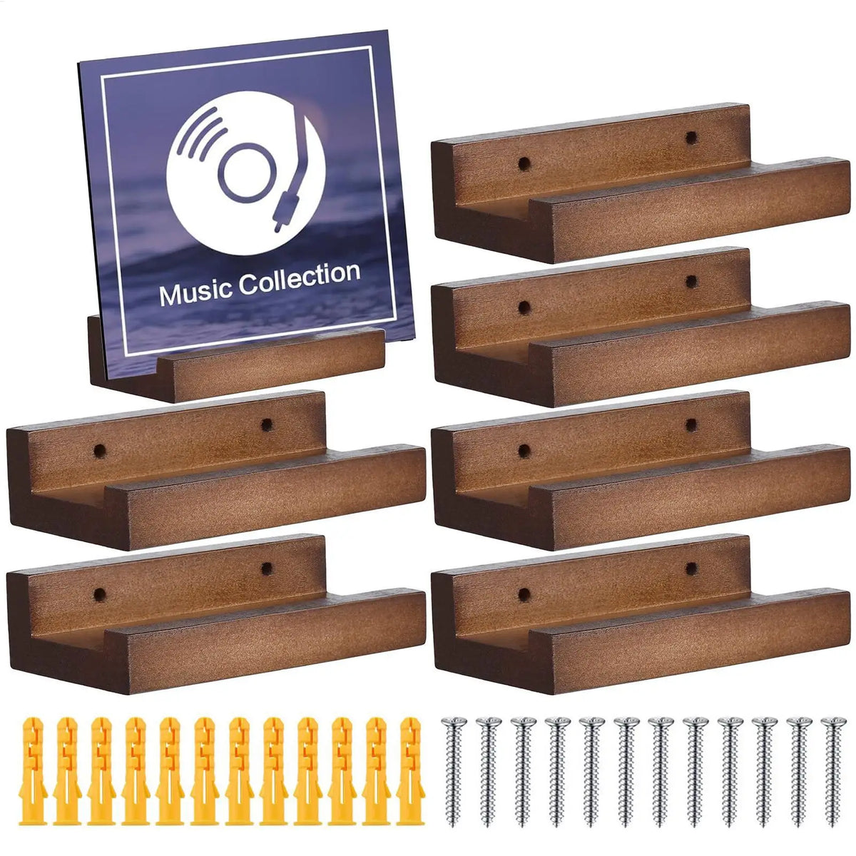 Wall Mounted Vinyl Record Shelf – 6-Pack Rustic Wood Display Record Display Shelf Richie's Default Title