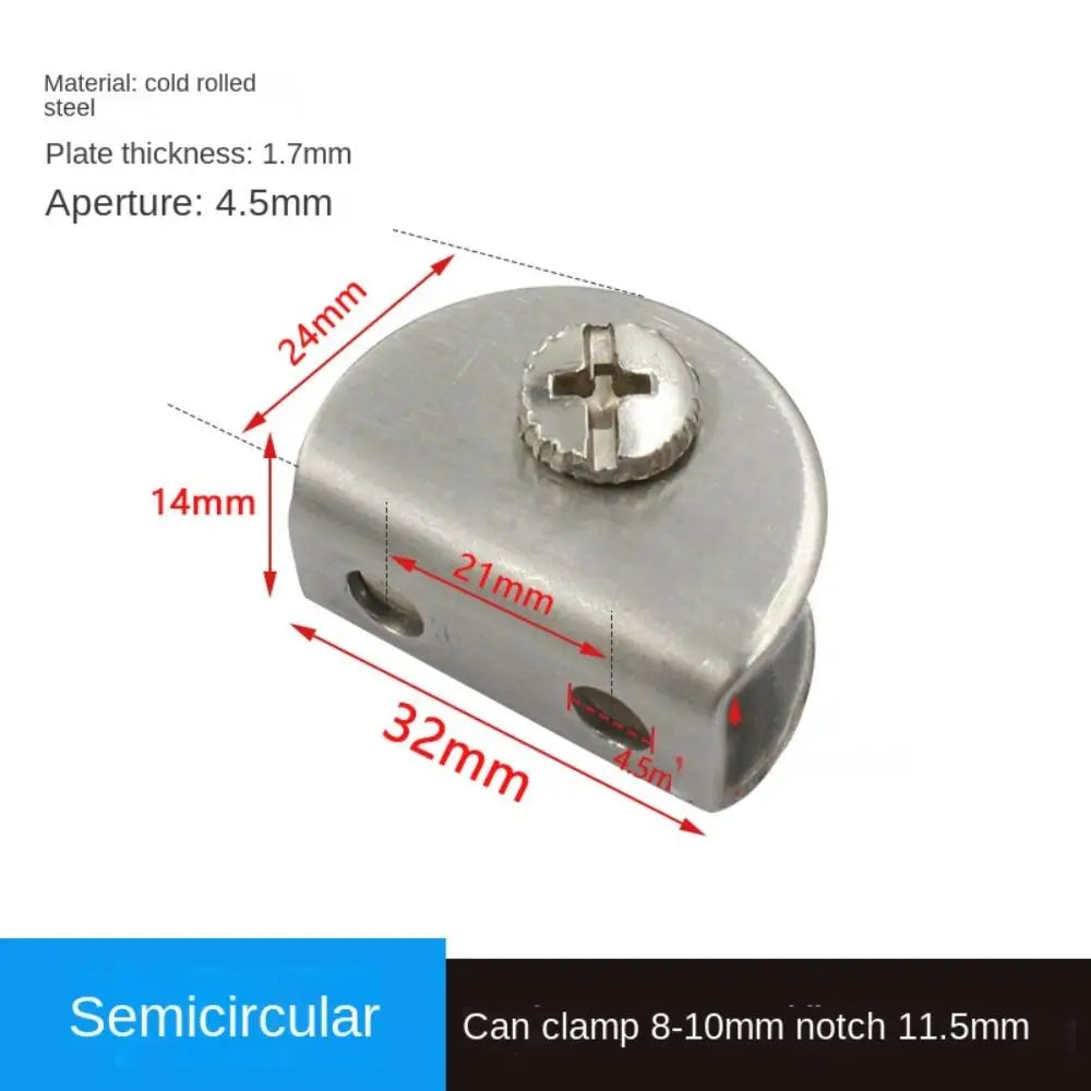Aluminum Alloy Angle Corner Bracket L T Cross Glass Clip Corner Bracket Richie's -8-10mm - half round