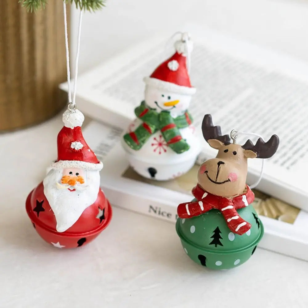 Iron Christmas Hanging Bell Ornament – Red & Green Santa Pendant Christmas Bell Ornament Richie's