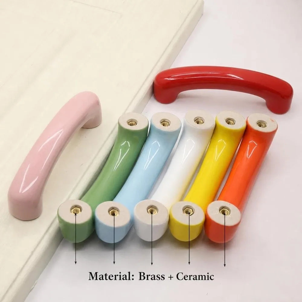 Ceramic Cabinet Handle 64mm Bow-Shaped Drawer Pull Knob Cabinet Door Handle Richie's