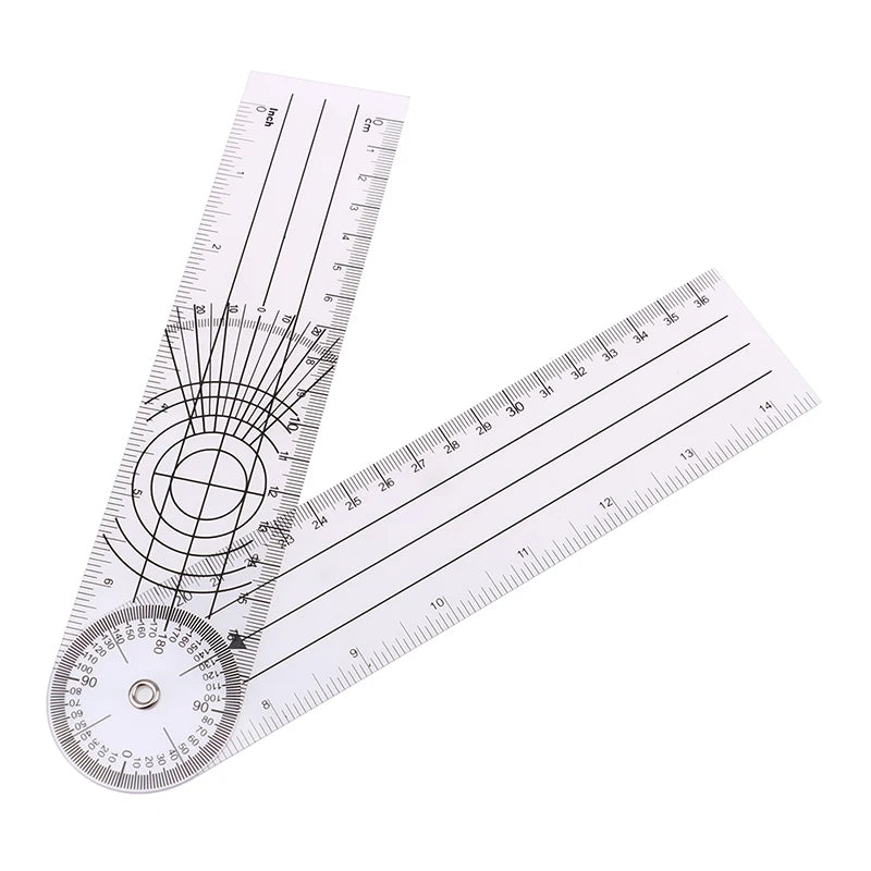 8-Inch PVC Goniometer Multi-Ruler 360° Rotatable Angle Tool Goniometer Ruler Richie's