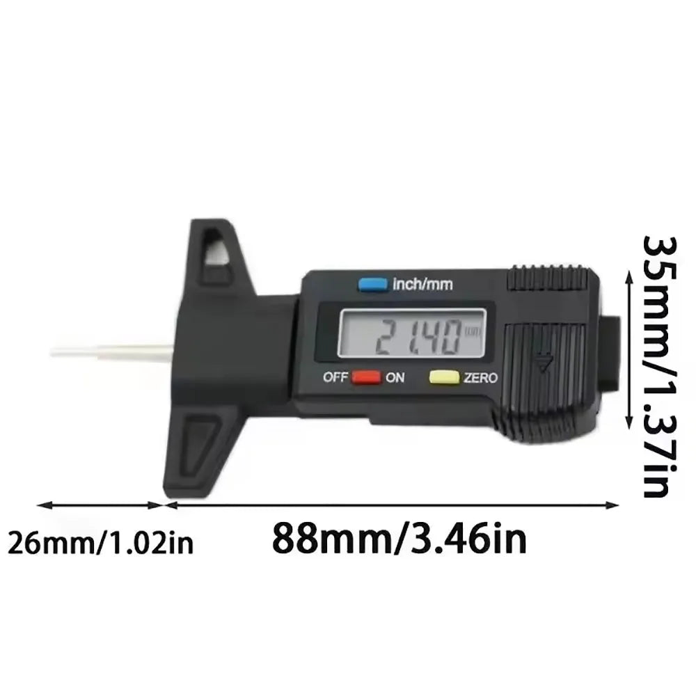 Digital LCD Tire Tread Depth Gauge Caliper 0–25mm Car Tool Tire Tread Gauge Richie's