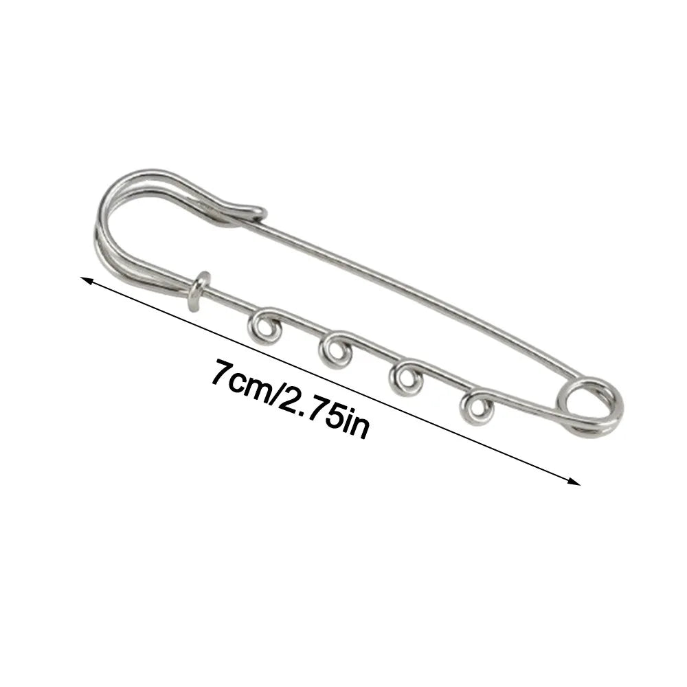 Silver Safety Brooch Pins DIY Charm Connectors Scarf Buckle Brooch Pin Richie's 7CM-With 4Rings