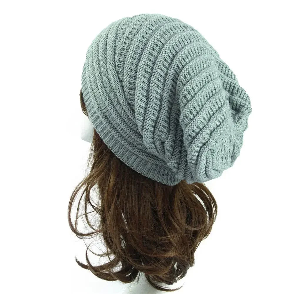 Unisex Knit Wool Baggy Beanie Hat – Oversized Winter Ski Cap Knit Beanie Hat Richie's light grey