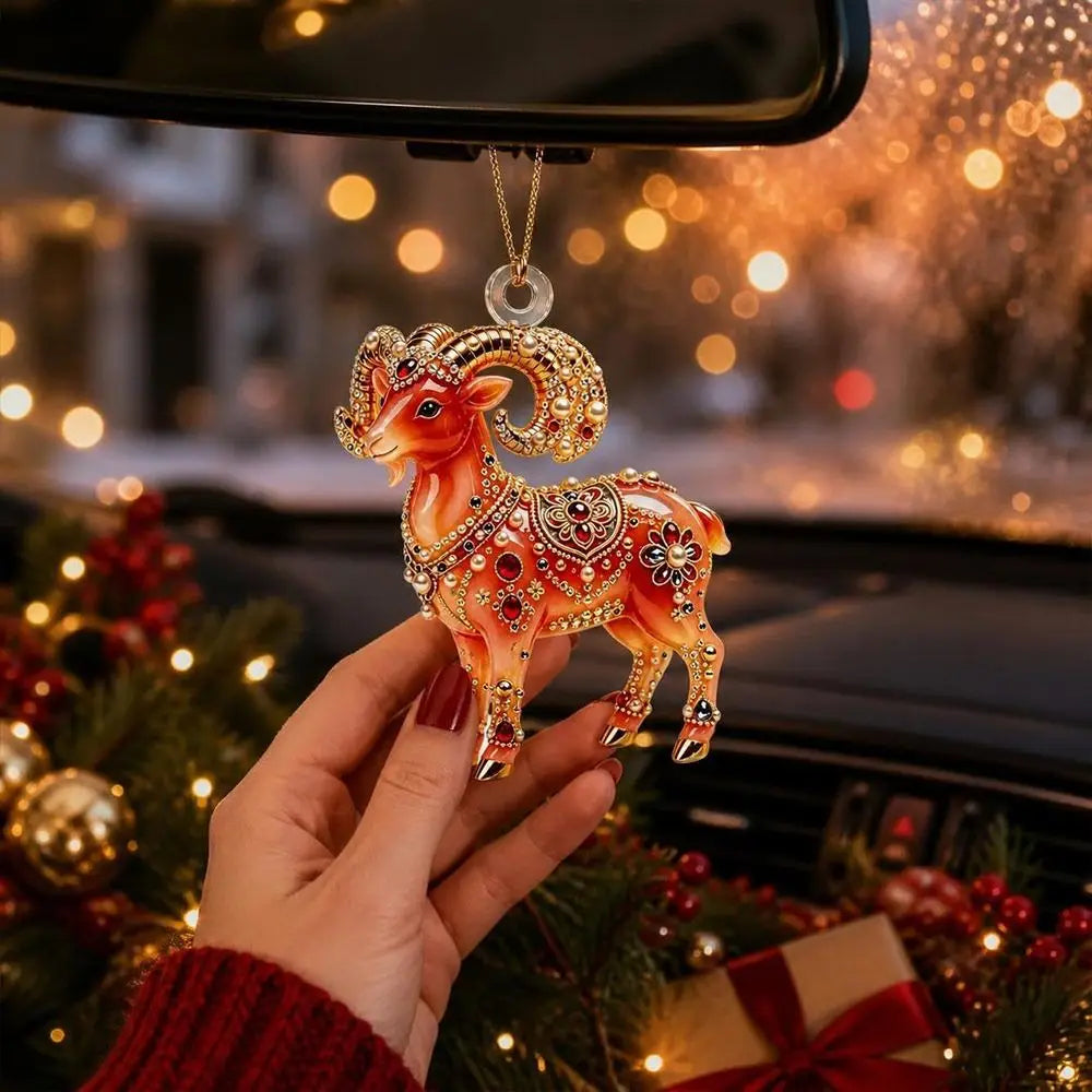 Acrylic Goat Christmas Ornament – Rhinestone Hanging Pendant Christmas Tree Ornament Richie's