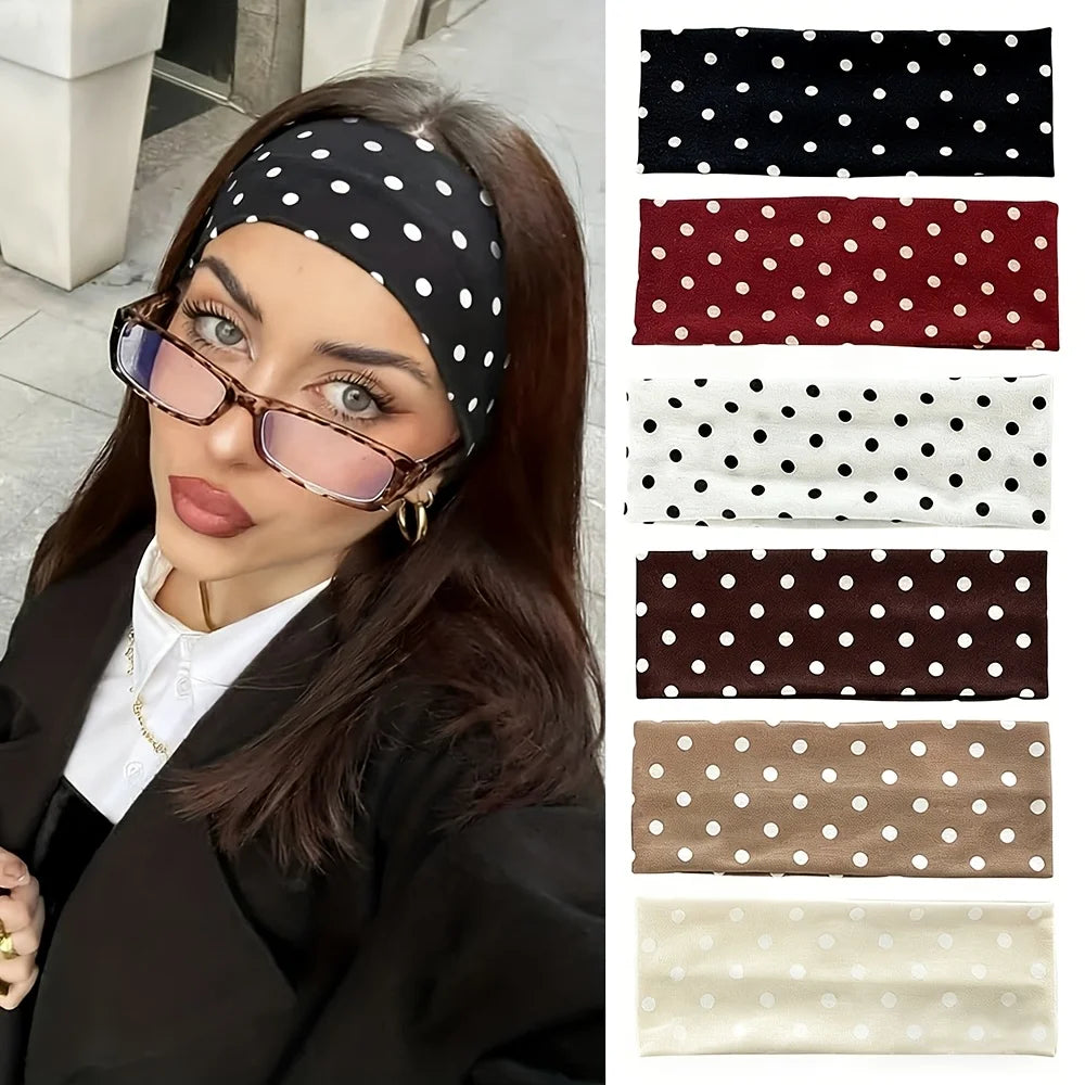 Elastic Polka Dot Yoga Headband – Fitness Sweatband for Women Elastic Headband Richie's