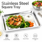 304 Stainless Steel Square Tray – Warp Resistant, Rolled Edge Stainless Steel Baking Tray Richie's