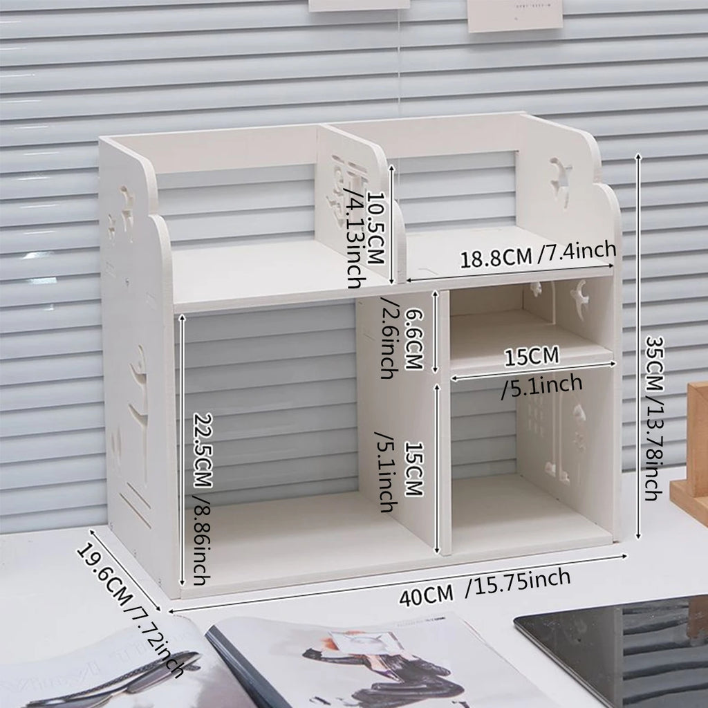 White Desk Organizer Shelf with Drawers | Desktop Storage Rack Desk Organizer Shelf Richie's