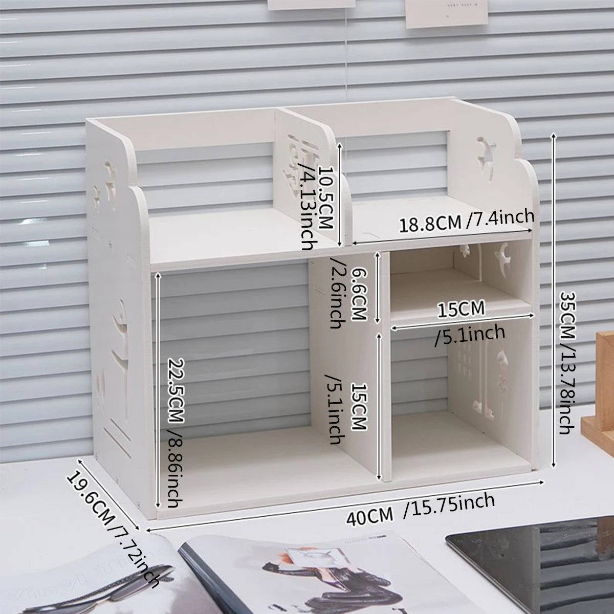White Desk Organizer Shelf with Drawers | Desktop Storage Rack Desk Organizer Shelf Richie's