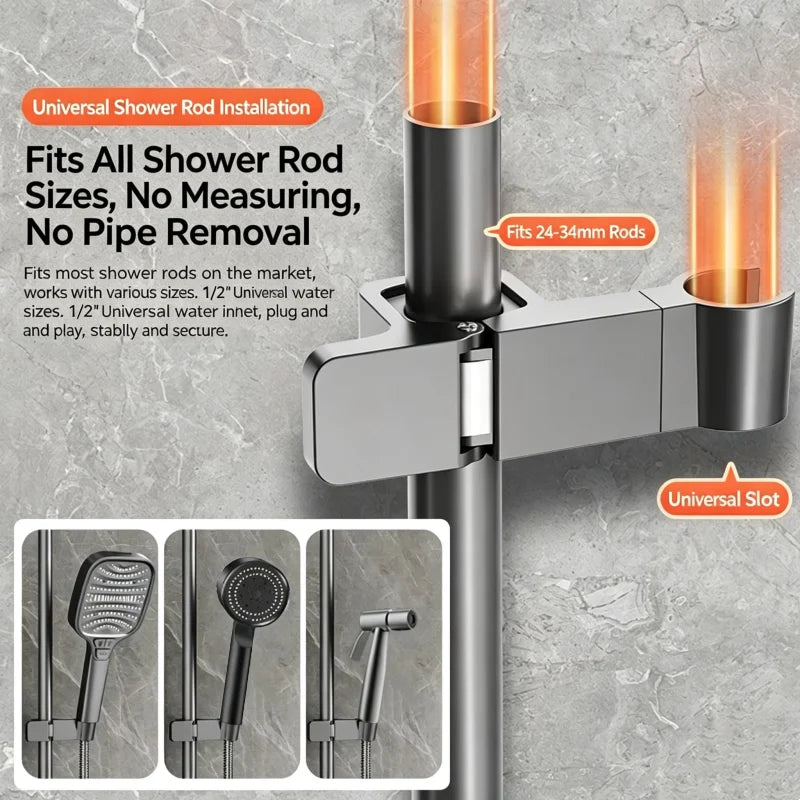 Adjustable ABS Shower Rail Holder – Universal Shower Head Bracket Shower Head Holder Richie's