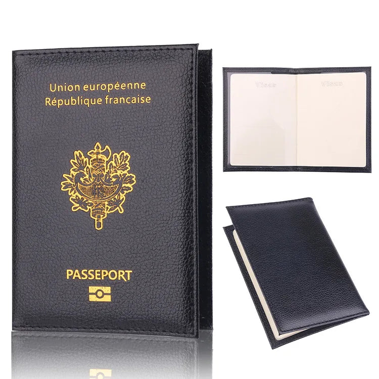 France Passport Cover PU Leather Travel Wallet Card Holder Passport Travel Wallet Richie's
