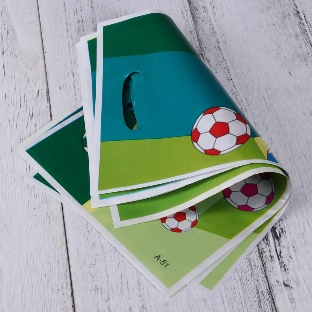 6 Soccer Theme Party Favor Gift Bags – Waterproof PE Paper Party Favor Bags Richie's