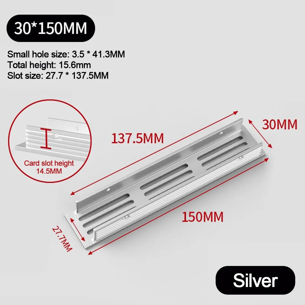 Aluminum Alloy Ventilation Grille Cover 30mm Cabinet Air Vent Ventilation Grille Cover Richie's 30-150mm-silver
