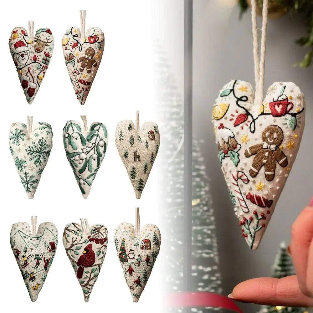 Heart Christmas Embroidery Kit – DIY Cross Stitch Ornament Embroidery Craft Kit Richie's