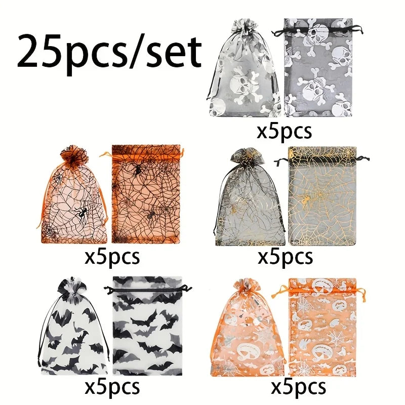 Halloween Tulle Drawstring Gift Bags 4x6in | Candy Party Bags Halloween Party Bags Richie's 25pcs