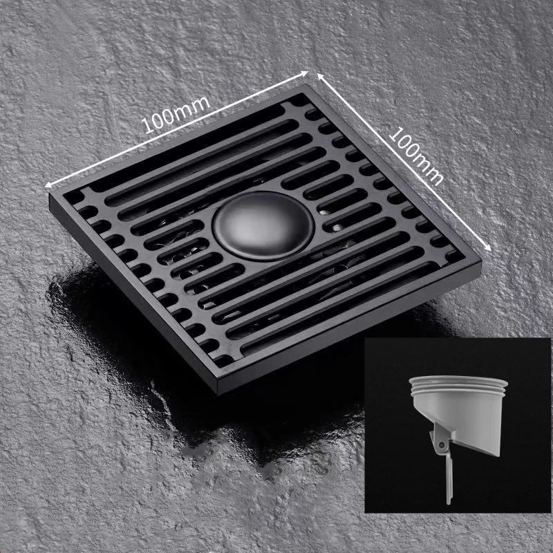 Stainless Steel Square Floor Drain with Odor Trap | 4 Inch Square Floor Drain Richie's Black-Double