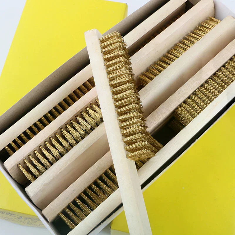 Wooden Handle Copper Wire Brush Set – Heavy-Duty Scrubbing Wire Brush Set Richie's