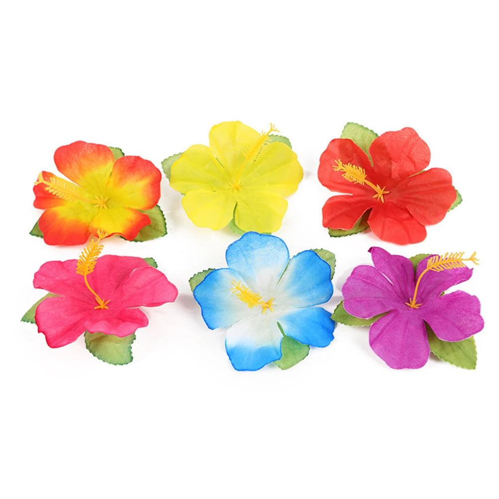 70 Pcs Hawaiian Luau Leis Set – Hibiscus Flowers & Tropical Leaves Party Decoration Set Richie's