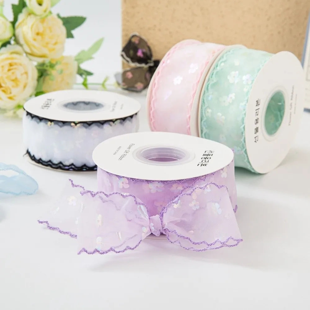 4cm Double-Sided Satin Ribbon Stripe Sequin DIY Gift Wrap Craft Ribbon Richie's
