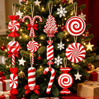 Wood Candy Cane Christmas Ornaments 12/24pcs – Red & White Christmas Ornaments Richie's