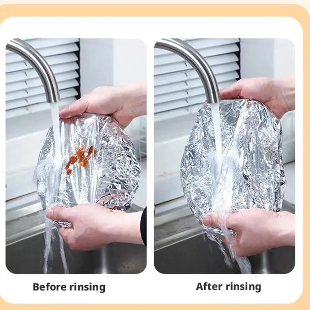 50-Pack Reusable Aluminum Foil Food Covers with Elastic Edges Food Cover Lids Richie's