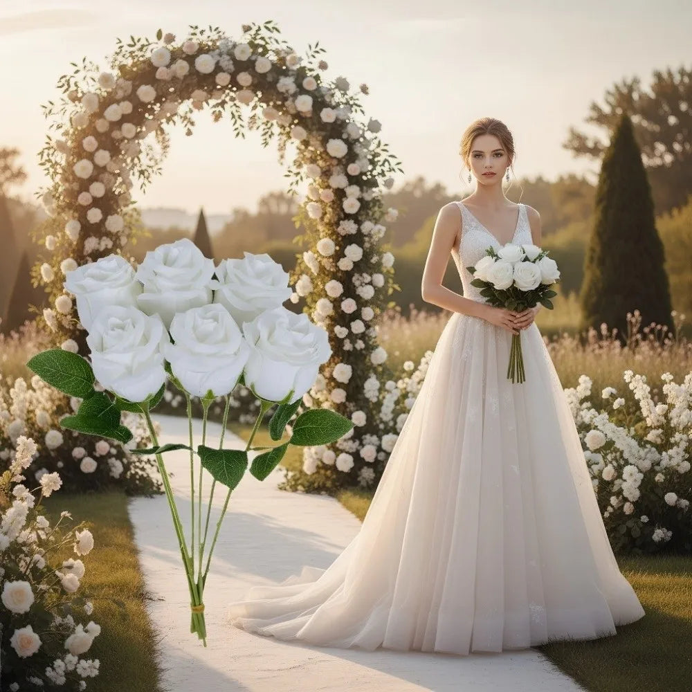 Silk Rose Artificial Bouquet – Faux Flowers for Wedding & Home Decor Artificial Flower Bouquet Richie's