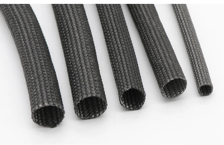 Fiberglass Braided Sleeve 1–50mm High-Temp Insulated Wire Wrap Fiberglass Wire Sleeve Richie's black 1M 9mm