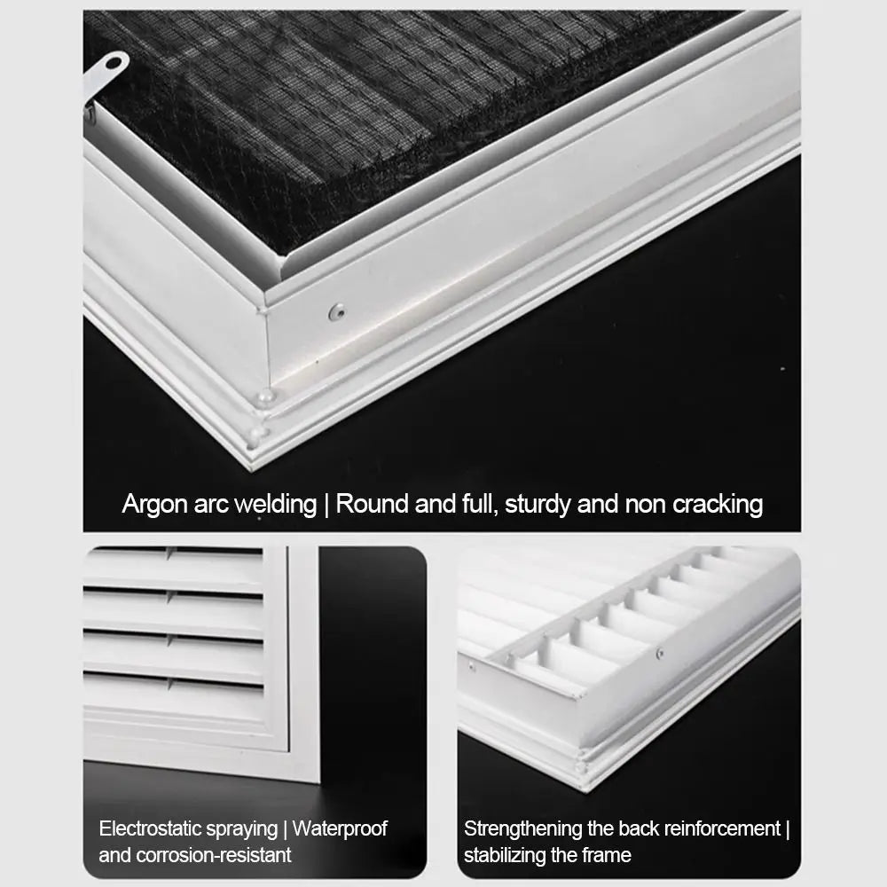 Aluminum Square Air Vent Grille with Mesh – White, 6 Sizes Air Vent Grille Richie's