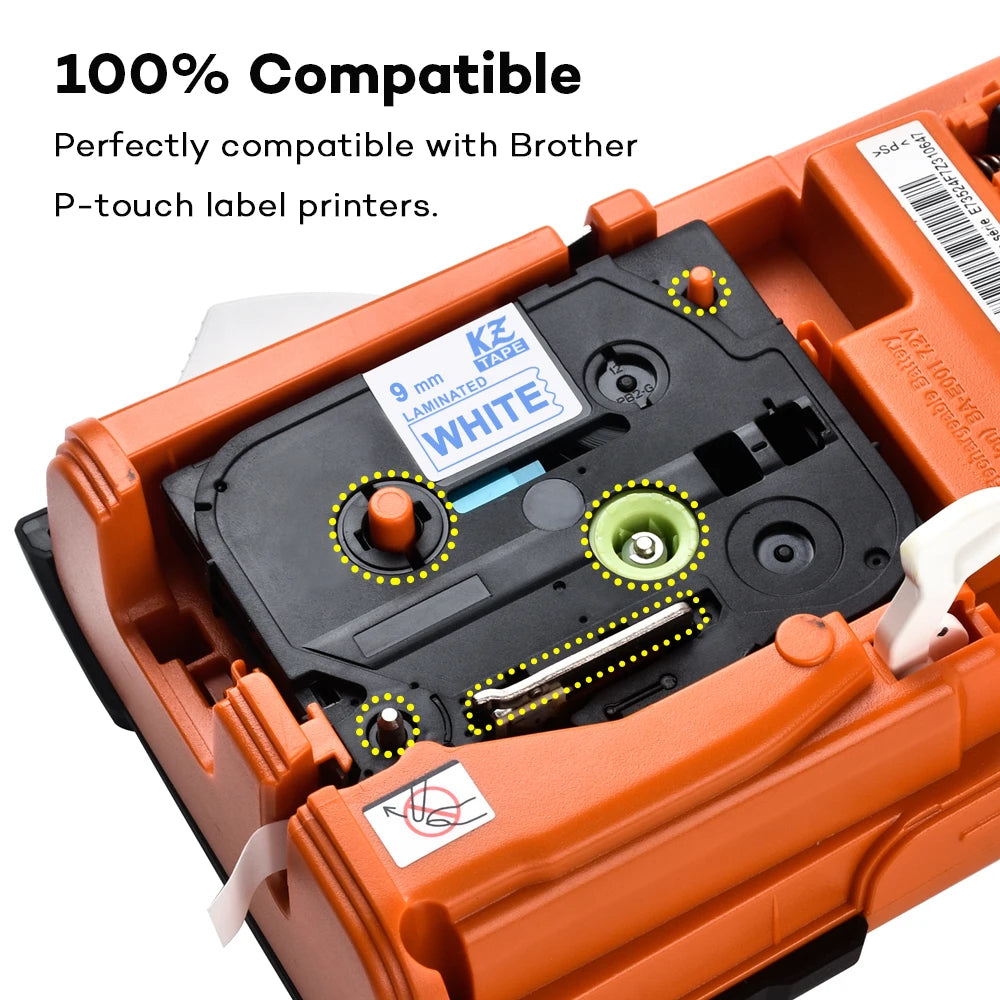 9mm TZe-221 Laminated Label Tape for Brother P-Touch Printers Label Maker Tape Richie's