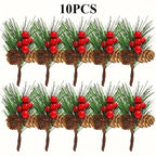 Artificial Pine Cones & Red Berries Holiday Picks – 6/10 Pcs Holiday Decoration Picks Richie's