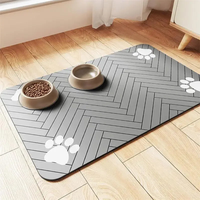 Absorbent Pet Feeding Mat – Quick Dry Placemat Dogs & Cats Pet Feeding Mat Richie's Gray