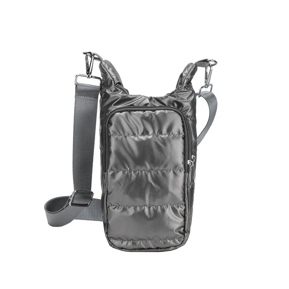 Insulated Water Bottle Shoulder Bag – Waterproof PU Sleeve Bottle Shoulder Bag Richie's Grey