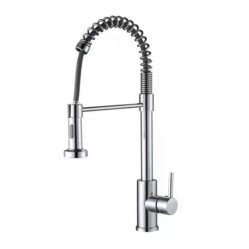Pull-Out Spring Kitchen Faucet 304 Stainless Steel Hot & Cold Kitchen Faucet Richie's electroplating