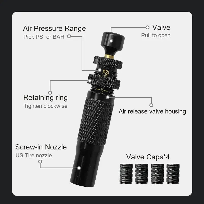 Adjustable Auto Stop Tire Deflator – Precision Pressure Tool Tire Deflator Tool Richie's