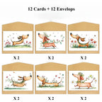 24 Dachshund Watercolor Greeting Cards – Birthday & Wedding Greeting Card Set Richie's 24 Pieces
