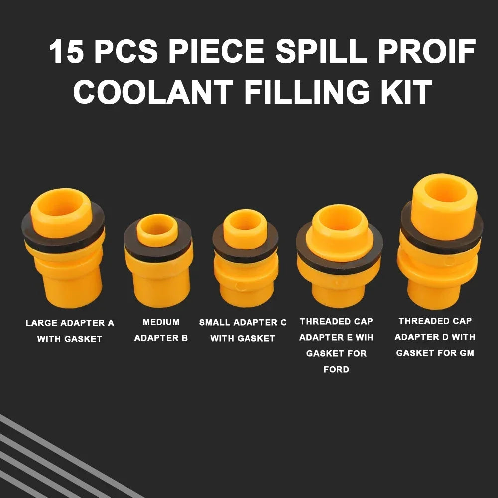 15-Pc Spill-Proof Coolant Filler Kit | Universal Vehicle Tool Coolant Filler Kit Richie's