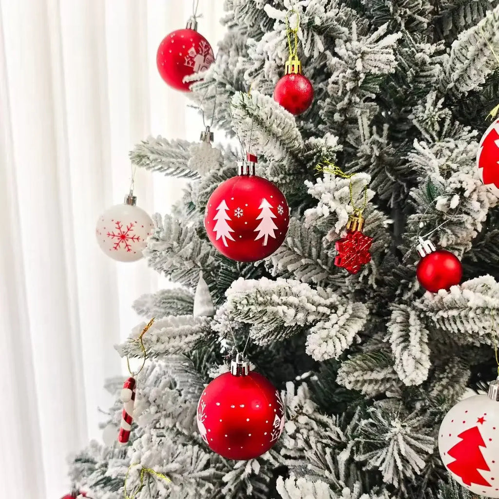 Polka Dot Glitter Christmas Ball Ornament Set – Red & White Christmas Ornament Set Richie's