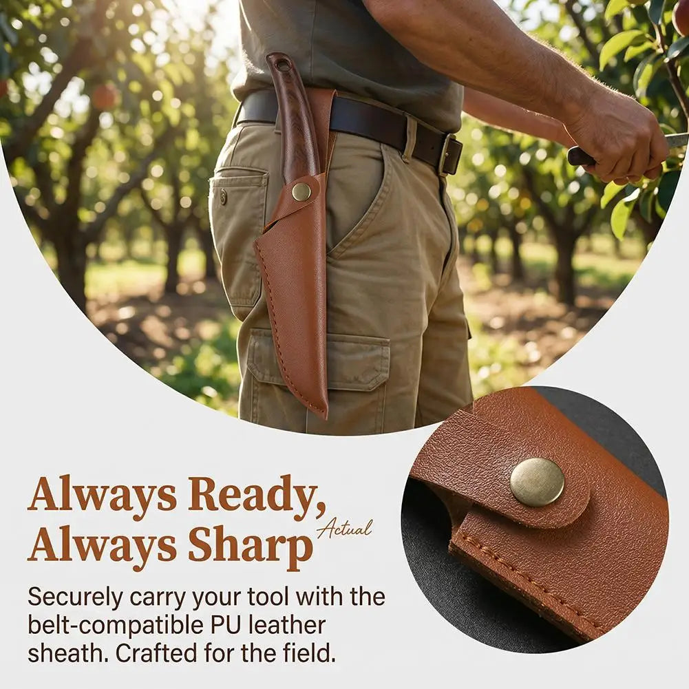 Grafting Knife High Carbon Steel Wood Handle & Leather Sheath Grafting Pruning Knife Richie's