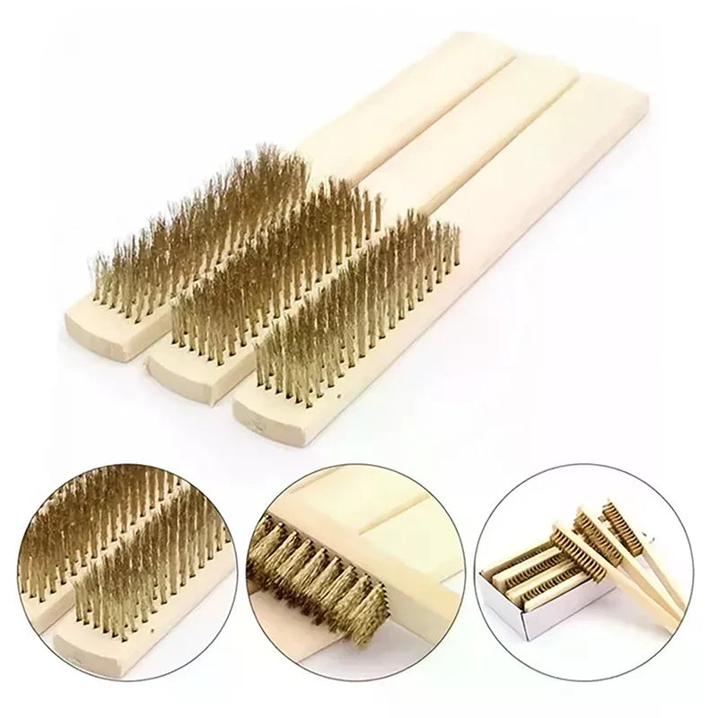 Wooden Handle Copper Wire Brush Set – Heavy-Duty Scrubbing Wire Brush Set Richie's