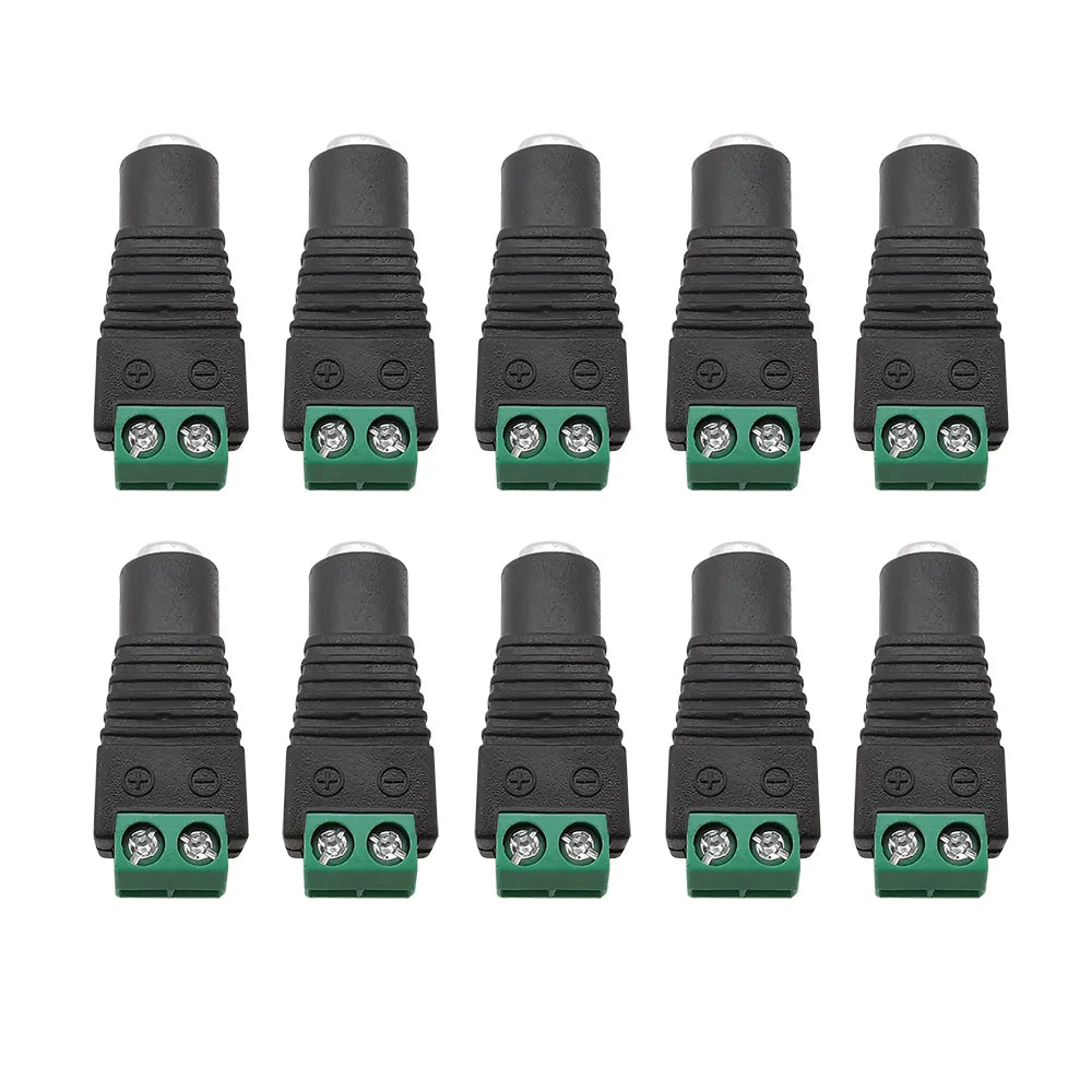 10Pcs DC 12V Solderless Screw Terminal Connectors 5.5x2.1/2.5mm DC Power Connector Richie's 10 Female 5.5x2.1mm