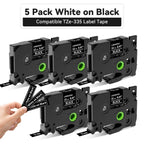 5-Pack TZe-231 Laminated Label Tape – Brother P-Touch Compatible Label Printer Tape Richie's 5PK White on Black 6mm