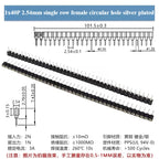 5 Pcs Gold Plated Pin Header 2.54mm Pitch Single/Double Row PCB Pin Header Richie's 1x40P silvering 2