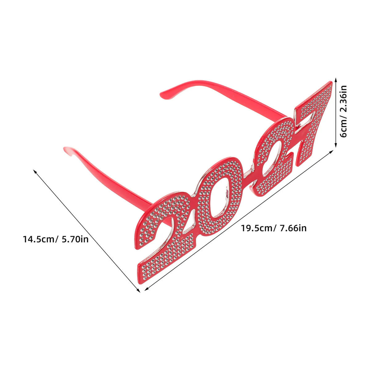 4Pcs 2027 New Year Party Glasses Rhinestone Photo Booth Props Party Photo Props Richie's Red