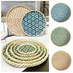 Bohemian Bamboo Woven Fruit Basket – Handwoven Round Tray Bamboo Woven Basket Richie's