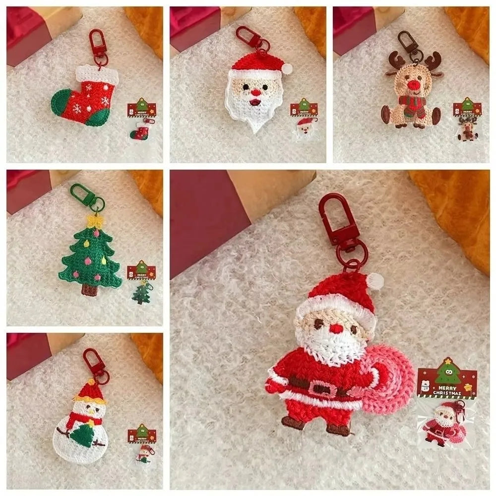 Handmade Christmas Woven Keychain Pendant – Santa & Tree Charm Christmas Keychain Pendant Richie's