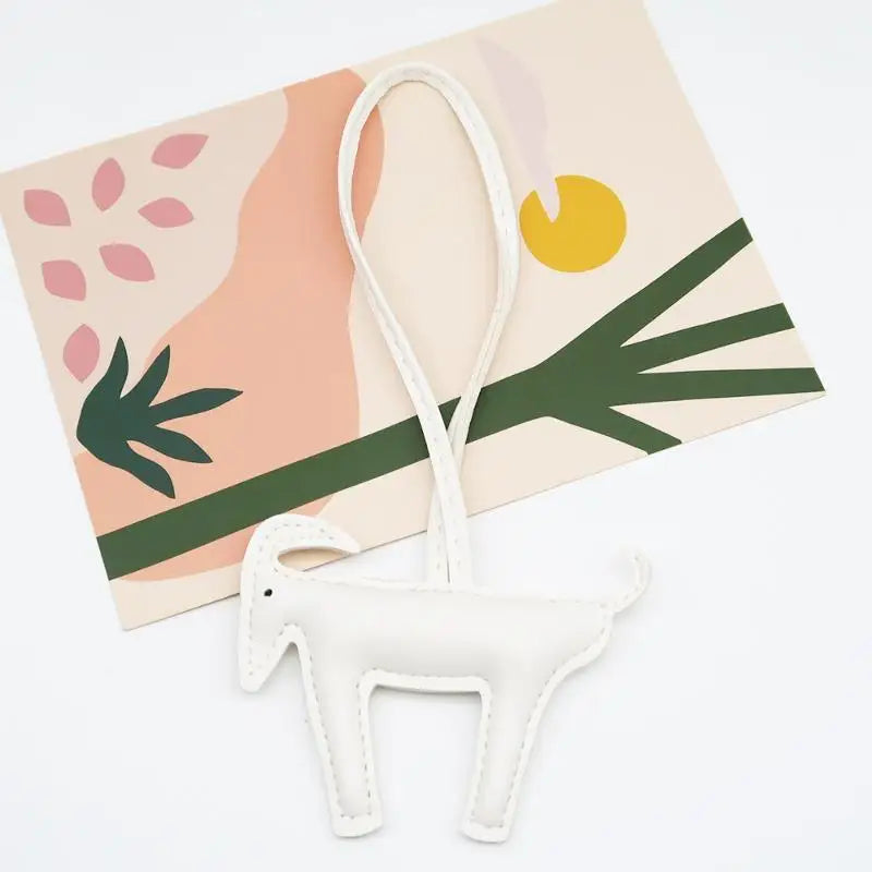 2027 Year of the Sheep Goat Keychain PU Leather Bag Charm Pendant Keychain Pendant Richie's A13