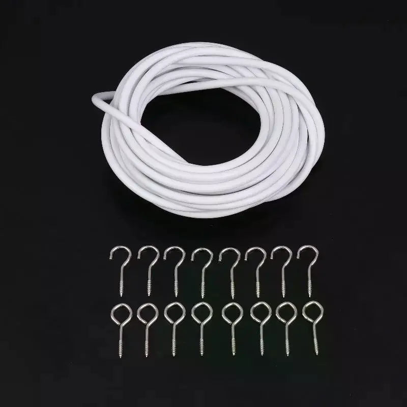 Curtain Spring Wire 2–6M with Hooks & Eyes | Easy Wall Hanging Curtain Wire Kit Richie's